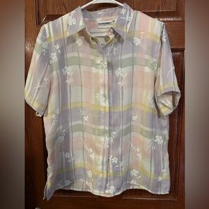 Vintage Pastel Floral Button Down Alfred Dunner